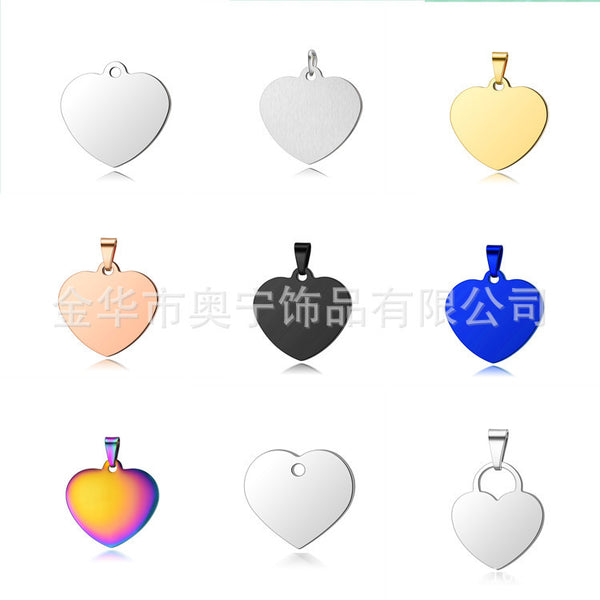 Heart-shaped Titanium Steel Necklace Pendant Blank Laser Engraving Material Tag