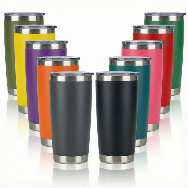 Bulk 20oz Stainless Steel Tumblers with Lid | Double-Wall Vacuum Insulated Powder Coated Travel Mugs