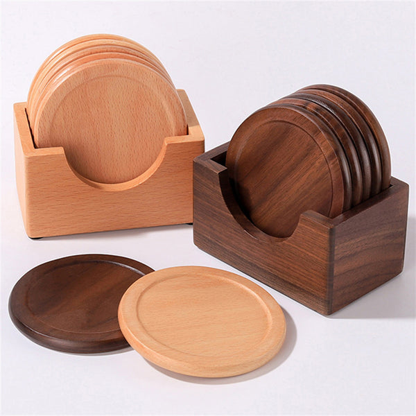 Wooden Tea Coaster & Ceremony Holder | Beech & Walnut Heat-Resistant Teacup Mat