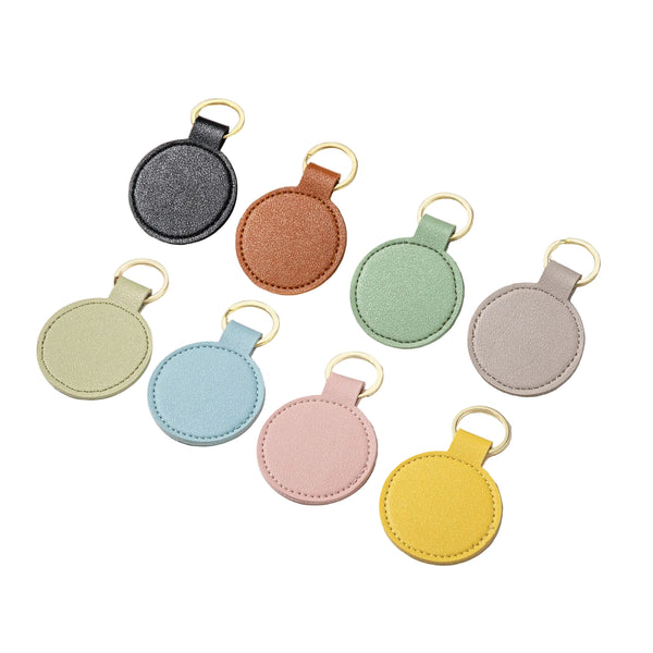 Round Leather Keychains Colorful Keychain Blanks Bulk with Key Rings for Purse Backpacks Car Keys Making