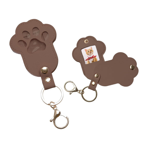 Leather Pet Hair Keepsake Keychain | Cat & Dog Hair Storage Charm with Mini Photo Frame Pendant