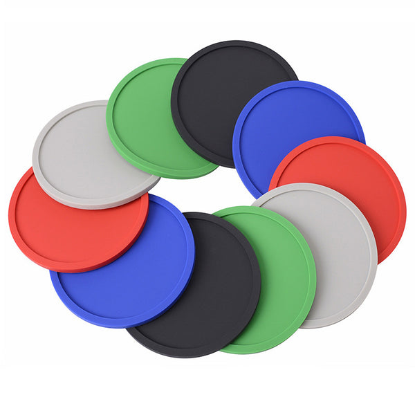 Thick Soft Rubber Drink Coasters (Set of 5) - Waterproof & Heat Resistant Table Protectors