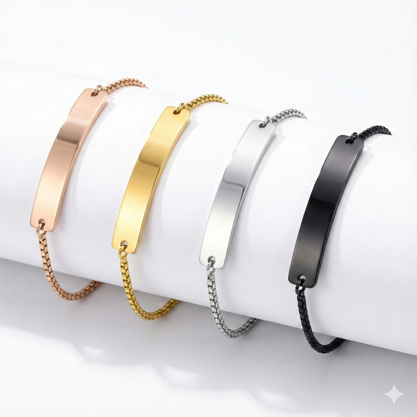 Adjustable Stainless Steel Blank Bracelet | Curved Engraving Bar for DIY Personalized Jewelry