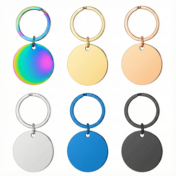 10PCS Stainless Steel Round Pet ID Tags | Personalized Engraving Blanks for Dog & Cat Collars
