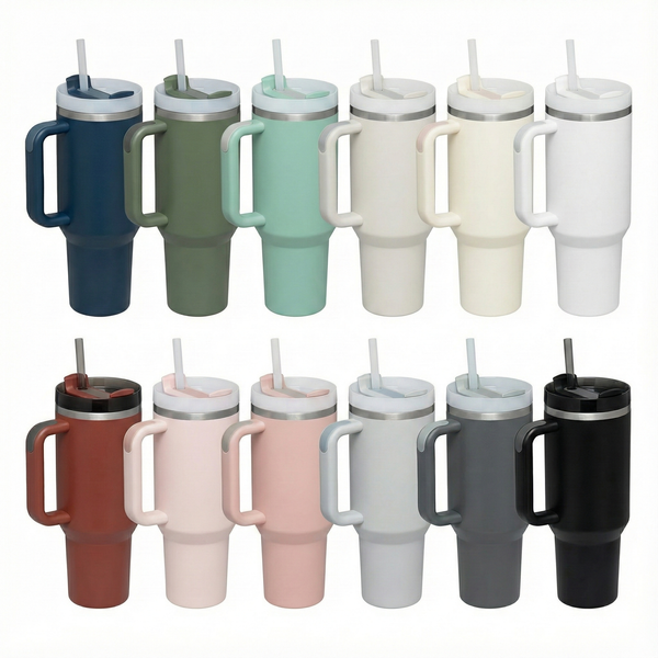 40oz Tumbler with Handle Bulk | Double-Wall Vacuum Insulated Stainless Steel Tumblers with Lid & Straw