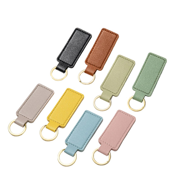 PU Leather Keychain Blanks Laser Engraving Blanks Keychain with Key Rings for DIY Key Chains Craft