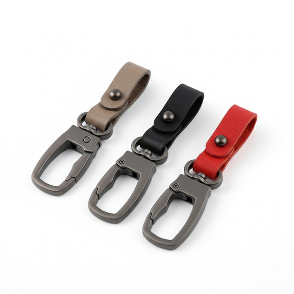 Genuine Cowhide Leather Keychain | Simple Metal Car Key Ring Pendant for Wholesale